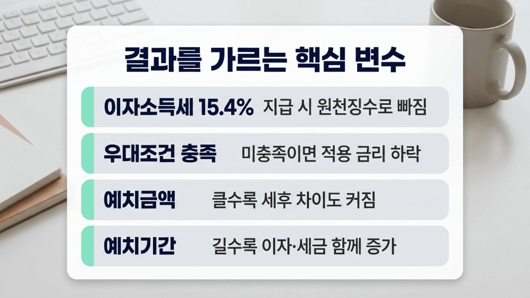 예금 이자 세율 우대조건 금액 기간 결과를 가르는 변수 카드 이미지