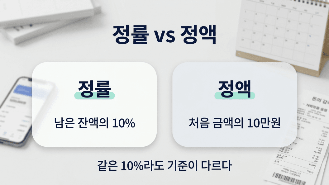 리볼빙 최소결제금액 정률 정액 상환 비교 핵심 이미지