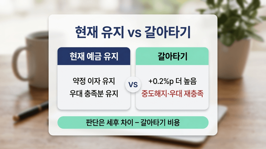 예금 갈아타기 유지 비교 핵심 이미지