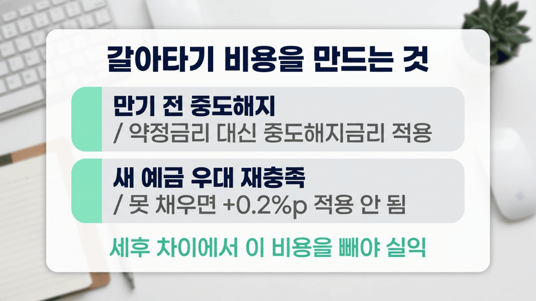 정기예금 중도해지 우대 재충족 변수 카드 이미지